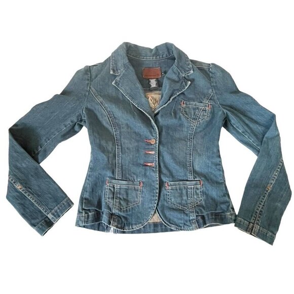 Vintage Calvin Klein Jeans Woman's Sz M Cropped Blazer Embroidered Denim Jacket - Picture 11 of 11